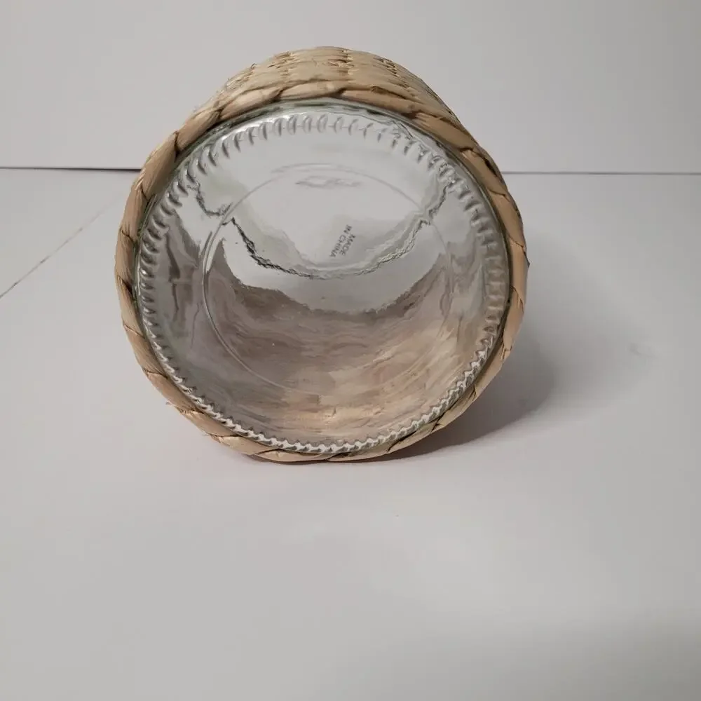 Charming Clear Glass Jar with Wicker Candle Holder
